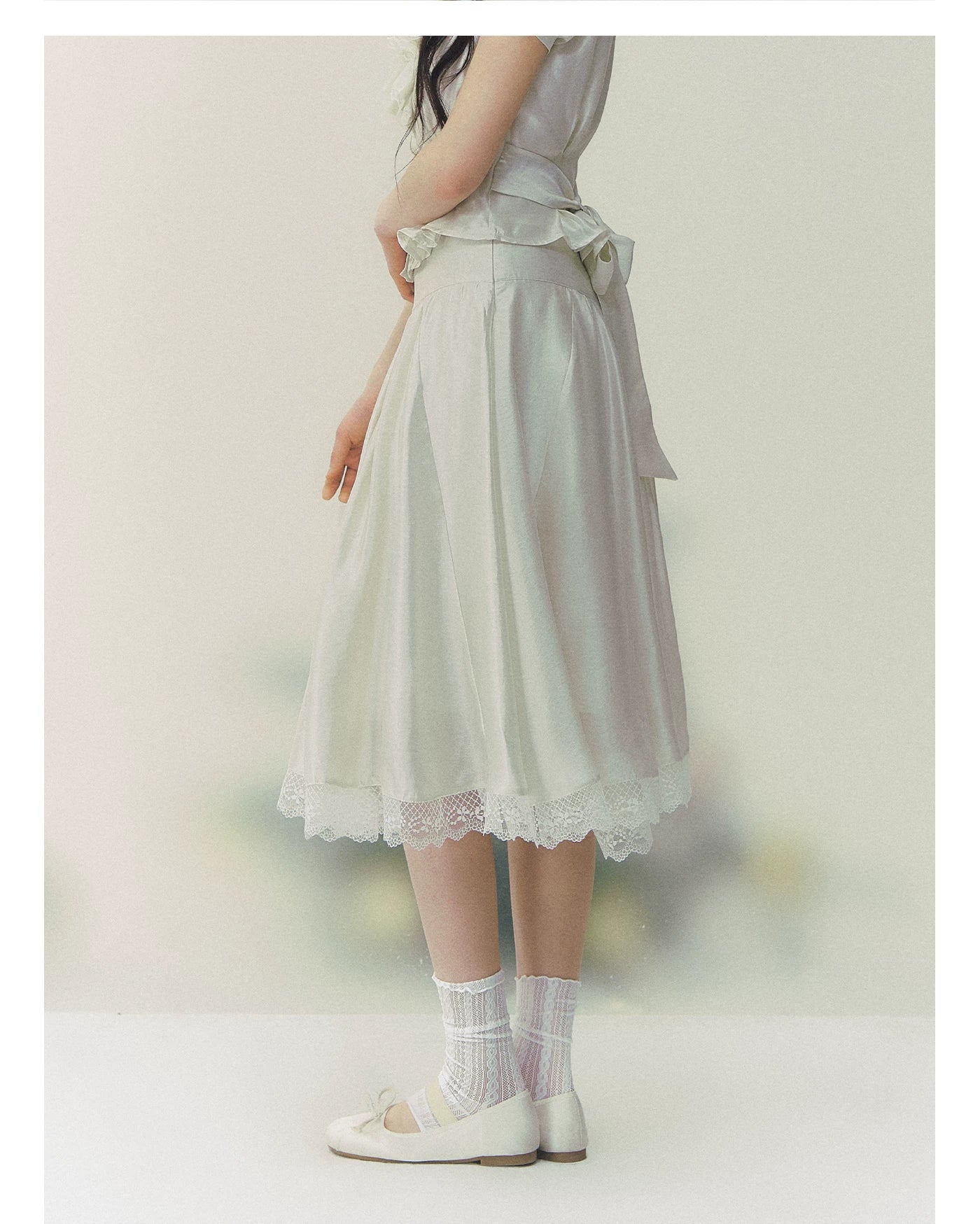 White Tulip Shirt &amp; Midi Skirt Set