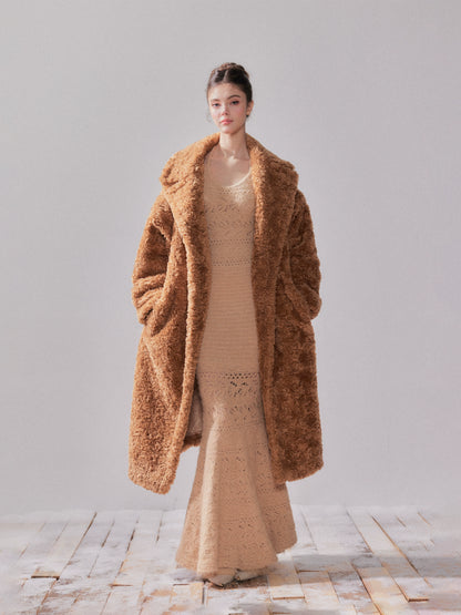 Hokkaido Letter Teddy Fleece Oversized Coat