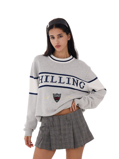 Varsity Knit Pullover Sweater