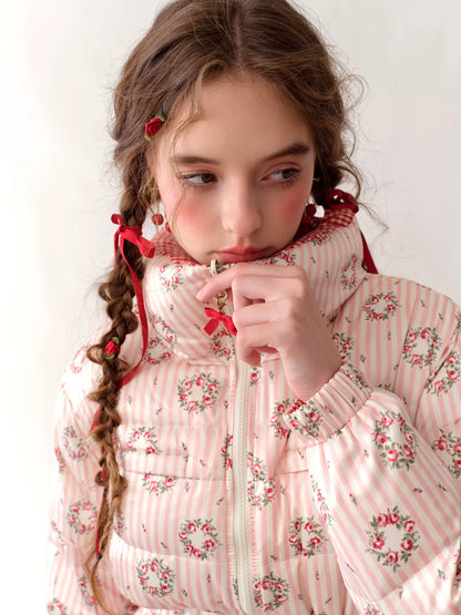 Berry Donut Reversible Cropped Down Jacket