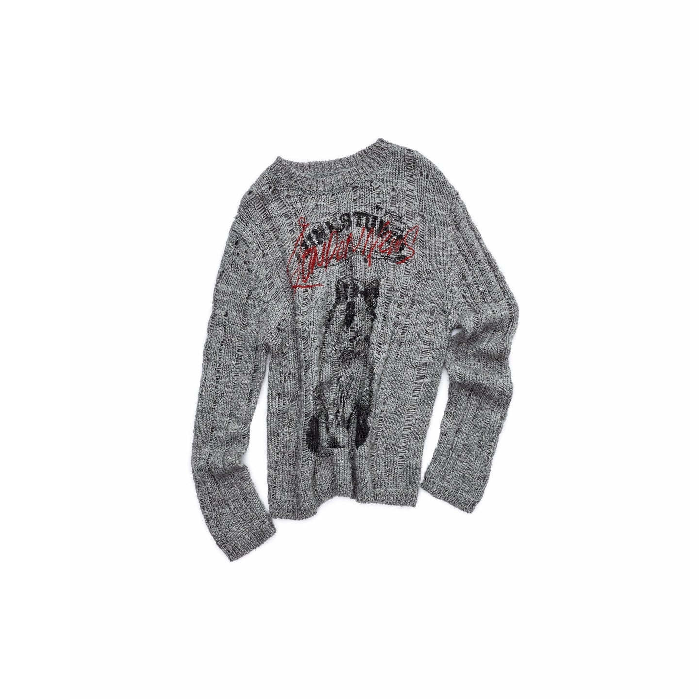 Icelandic Animal Pattern Open-Knit Sweater