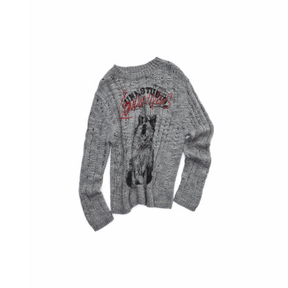 Icelandic Animal Pattern Open-Knit Sweater