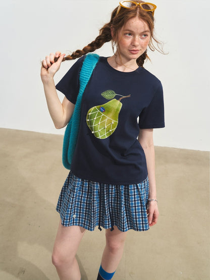 Blue Checkered Ruffled Pleated Skirt