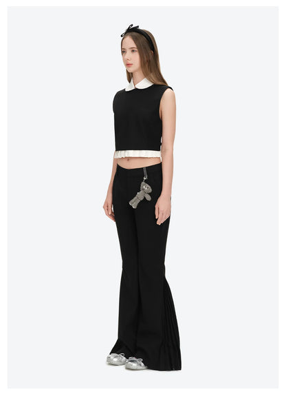 Pleated Flared Tailored Trousers