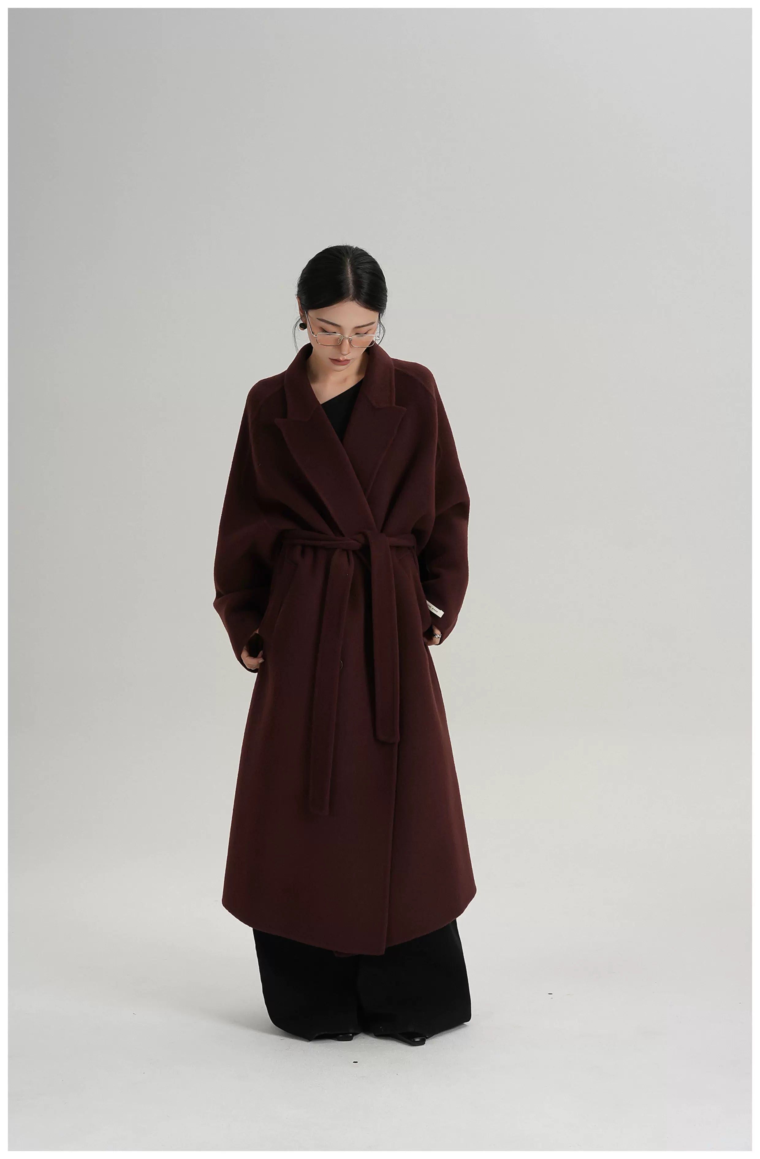Tie-Belt Long Wool Coat