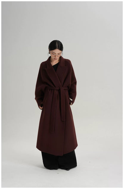 Tie-Belt Long Wool Coat