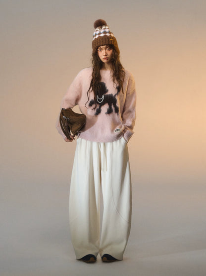 Fleece Curved-Leg Relaxed Pants