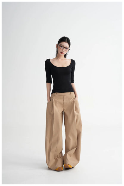 Lyocell Open-Back Fitted Mid-Sleeve T-Shirt