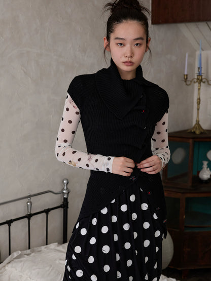 Asymmetric Neck Wool Blend Cardigan