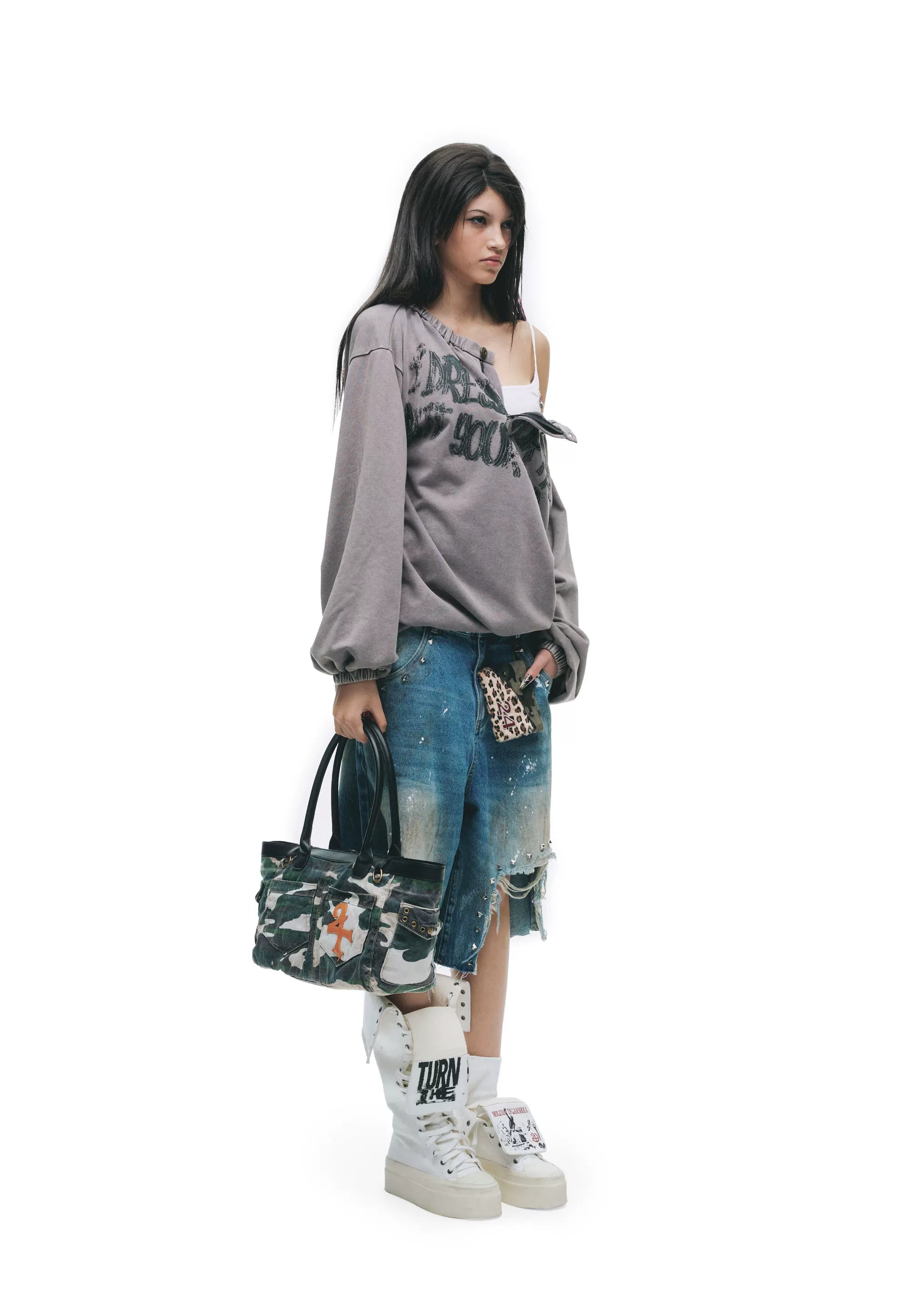 Reversible Tongue Graphic Canvas Boots