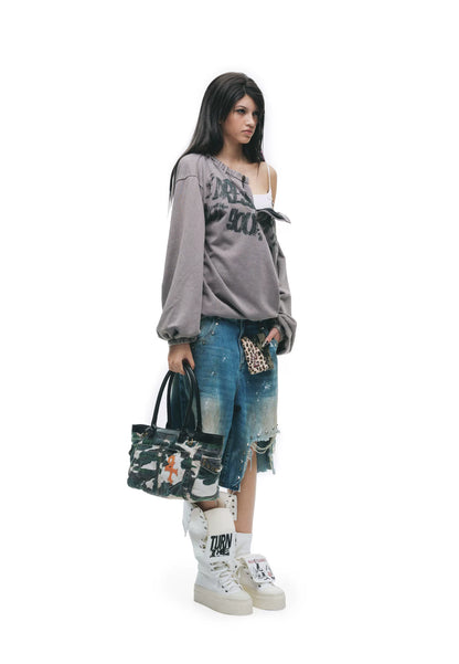 Reversible Tongue Graphic Canvas Boots