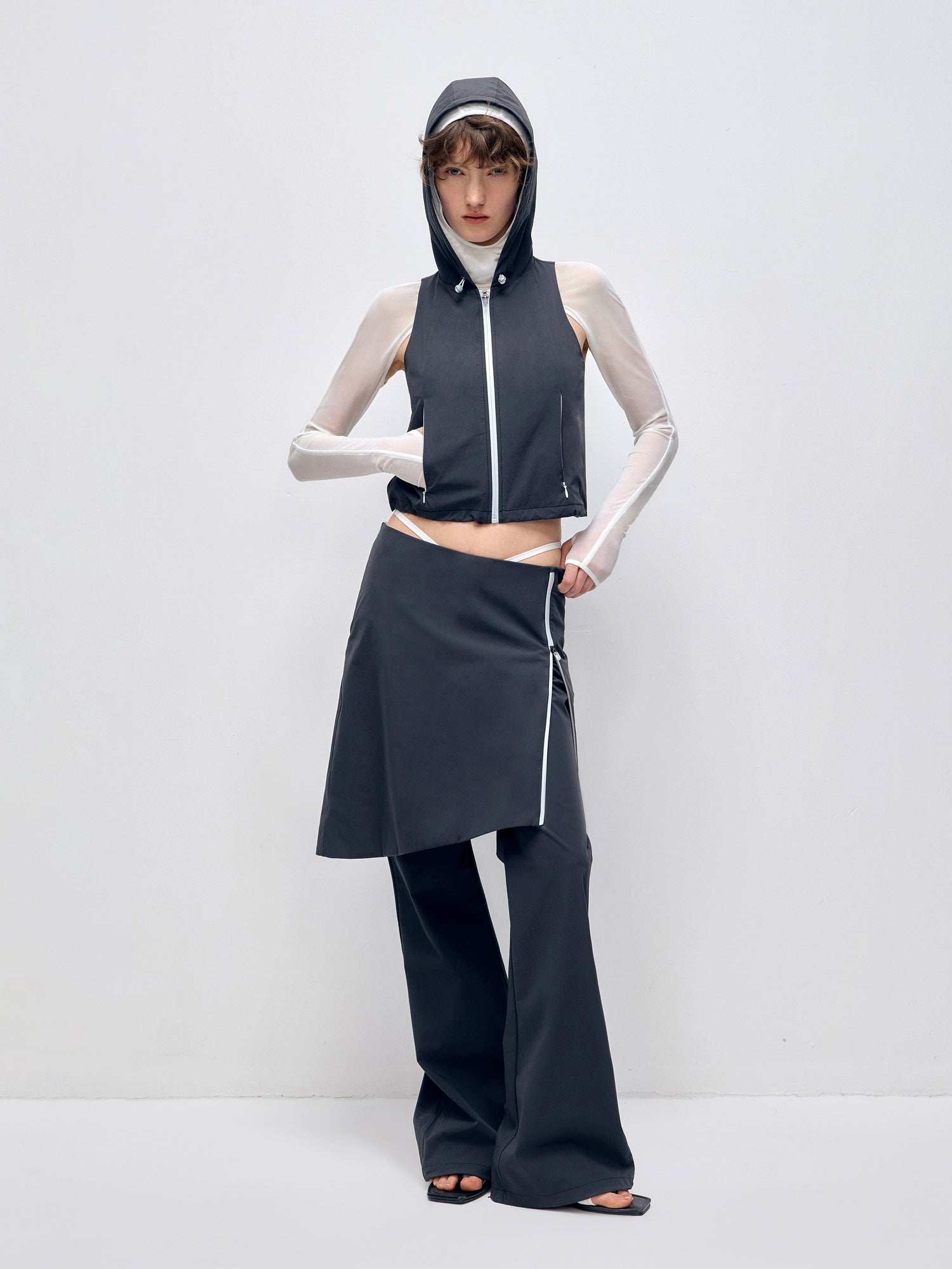 Sleeveless Hooded Zipper Double-layer Vest