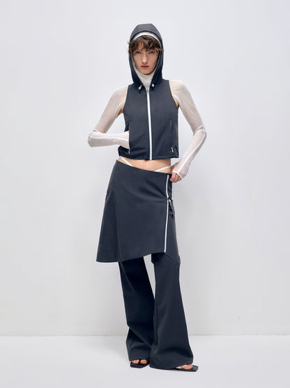 Sleeveless Hooded Zipper Double-layer Vest