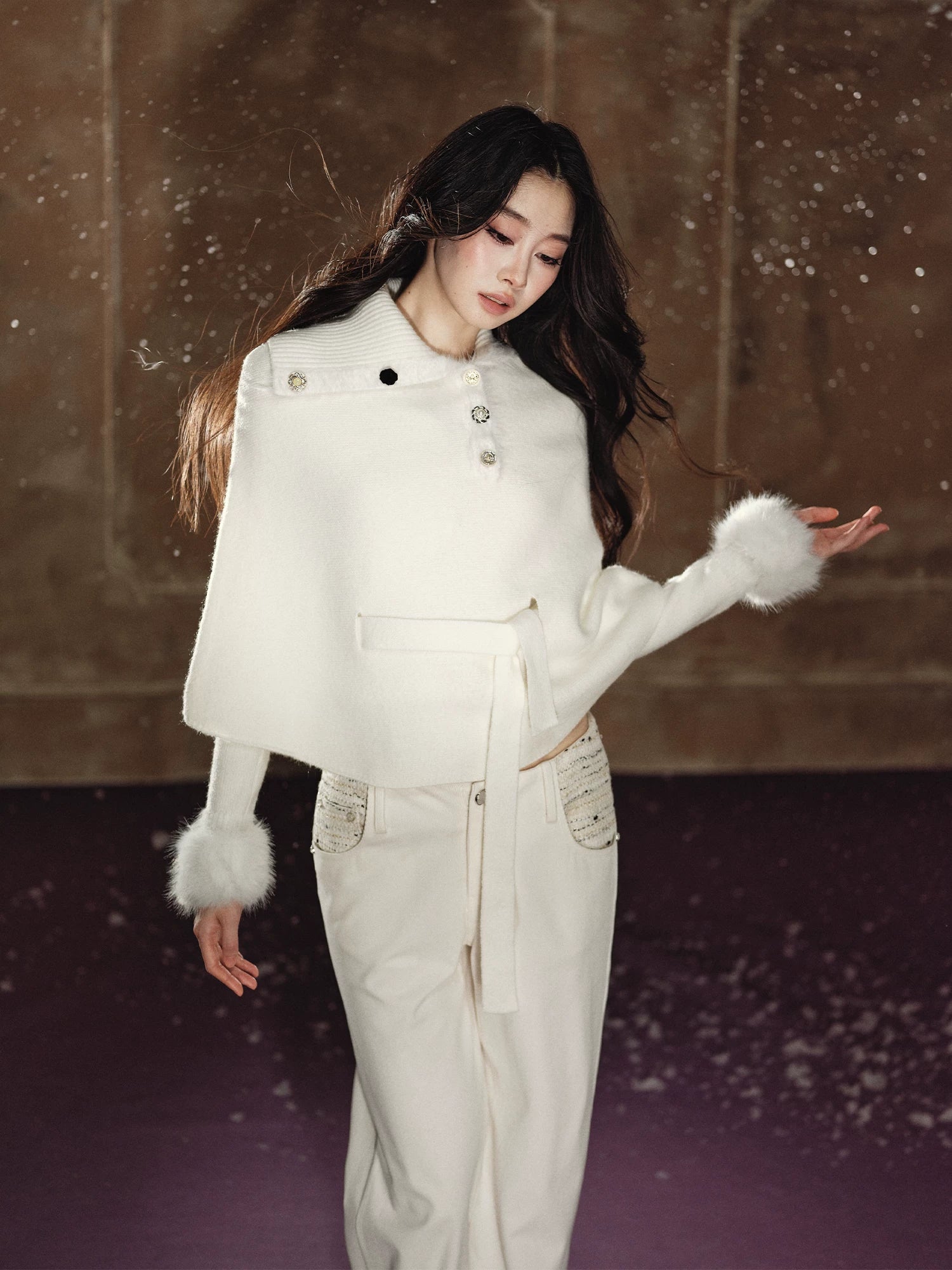 Stud-Detail Straight-Leg Flared Wide Pants