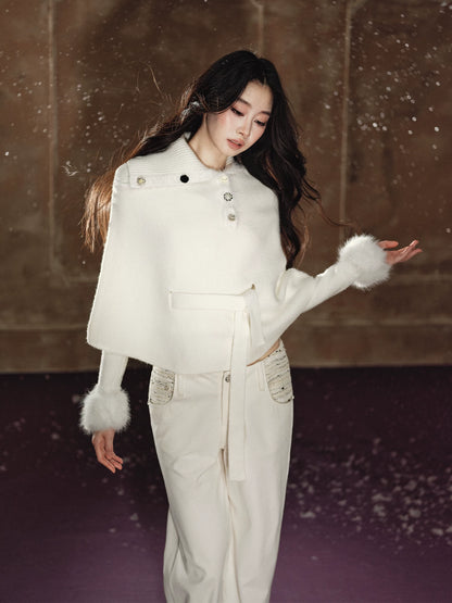 Stud-Detail Straight-Leg Flared Wide Pants