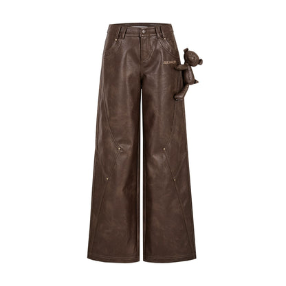 Faux Leather Straight-Leg Pants
