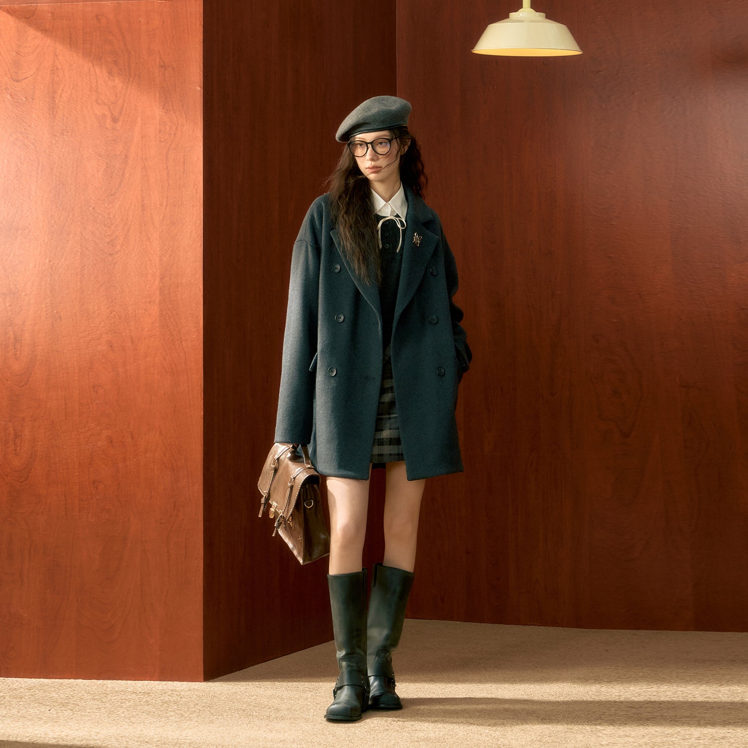 Gray Medium-Length Wool Coat - CHINASQUAD