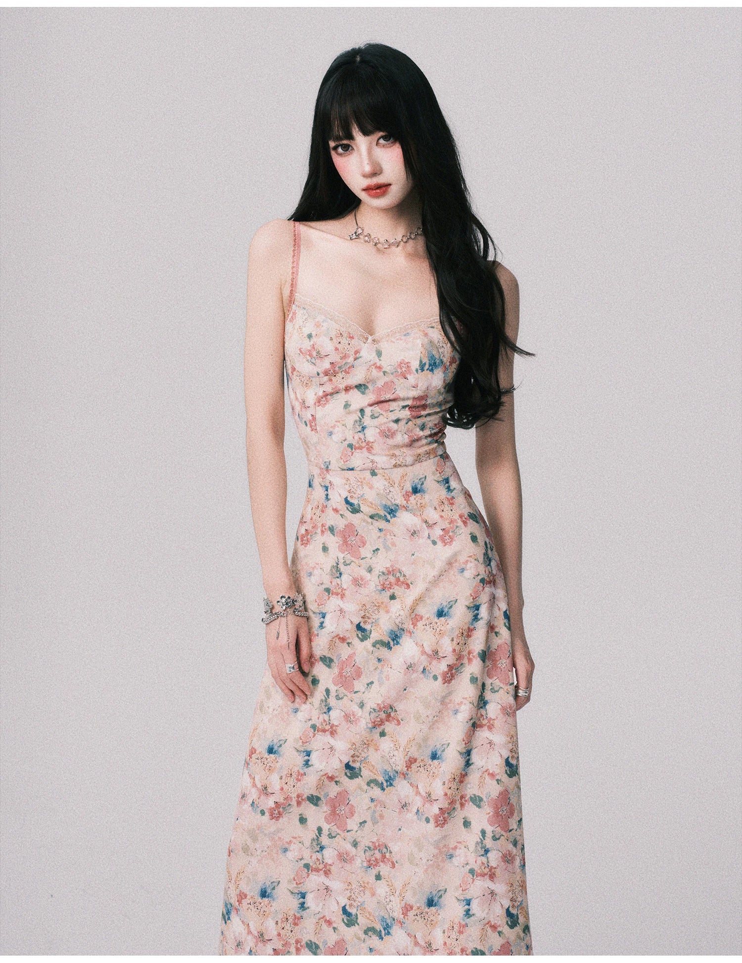 Floral French Vacation Slip Maxi Dress