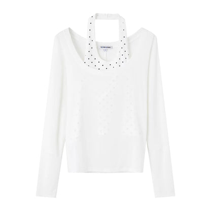 Sheer Polka Dot Layered Two-Piece T-Shirt Set