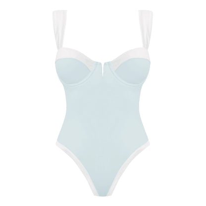 Color-block Square Neck Swimsuit