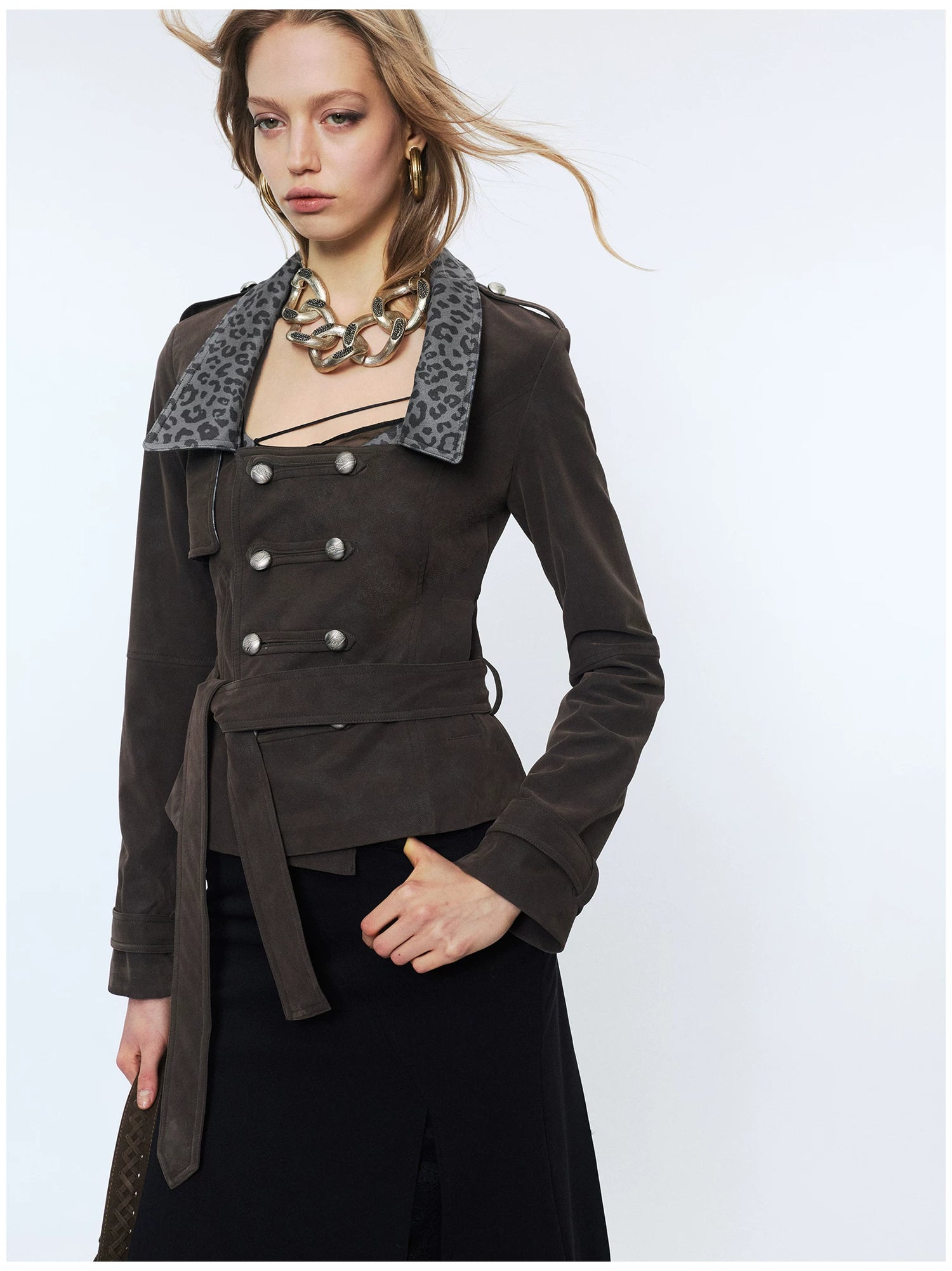 Punk Suede Short Trench Jacket