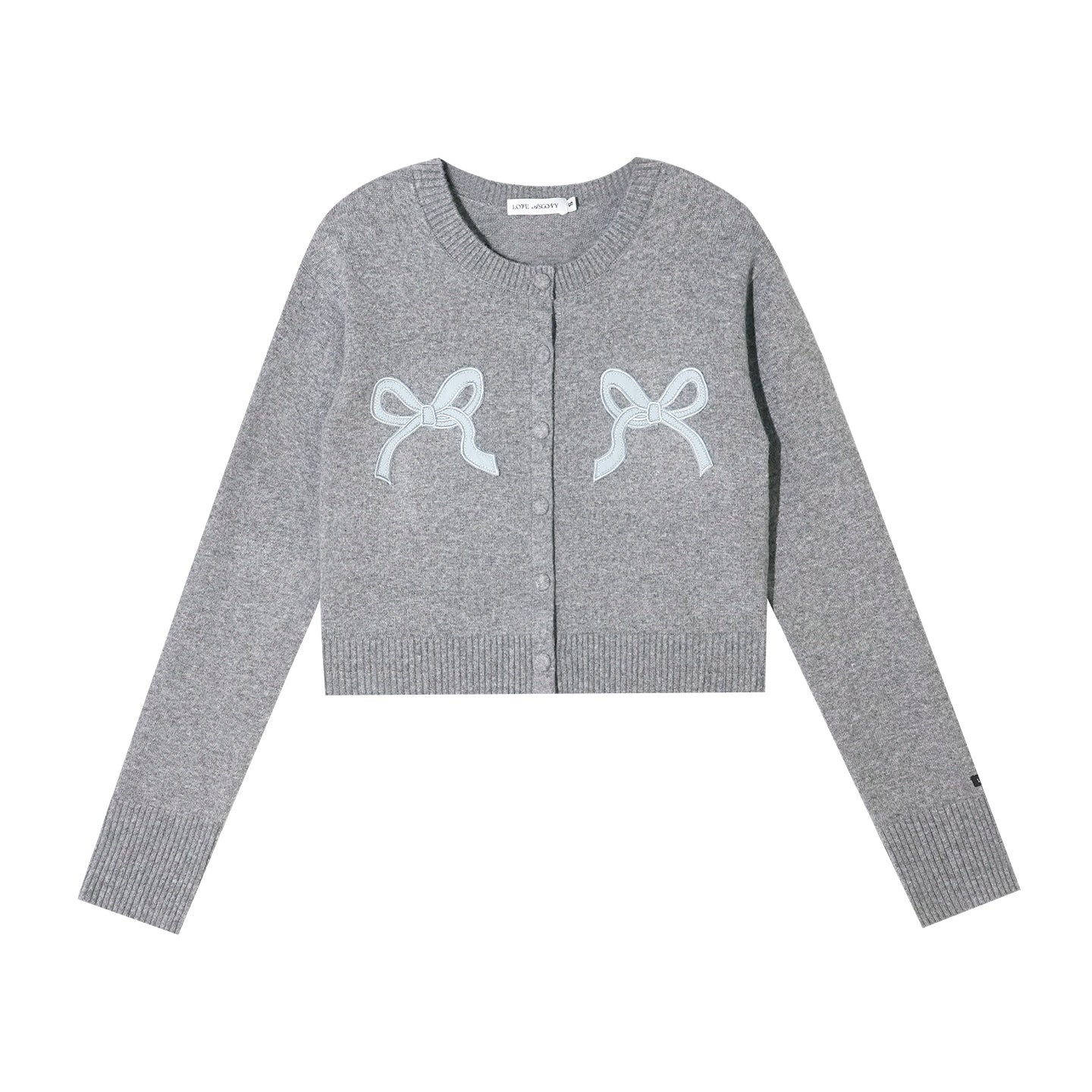 Bow Appliqué Short Knit Cardigan