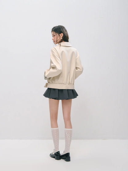 Plaid Panel Button-Down Collared Jacket