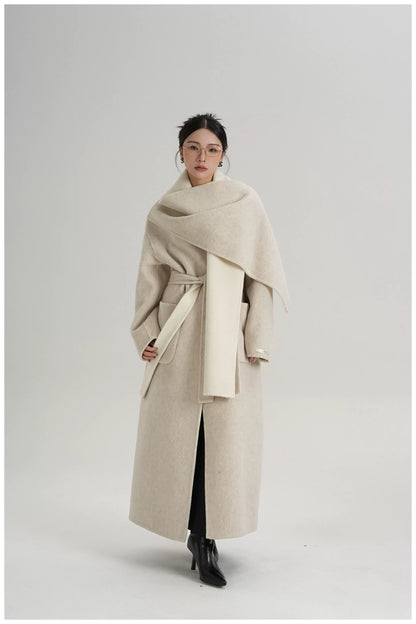 Two-Tone Double-Faced Wool Long Coat