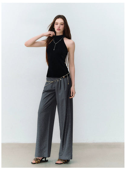 X-line Sleeveless Halter Neck Acetate Knit Top