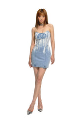 Gradient Tie-dye Strapless Denim Dress - CHINASQUAD