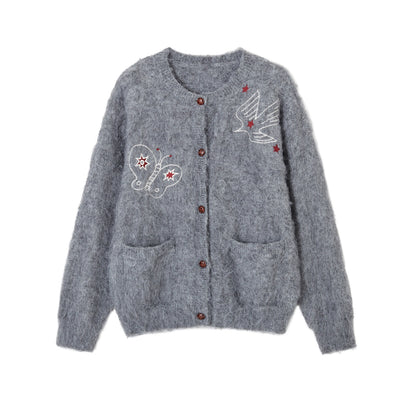 Birds and Butterflies Knit Cardigan