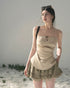 AOMALM French Strapless V-Neck Corset Top – Khaki