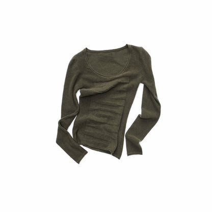 Textured Jacquard Knit Round-Neck Sweater