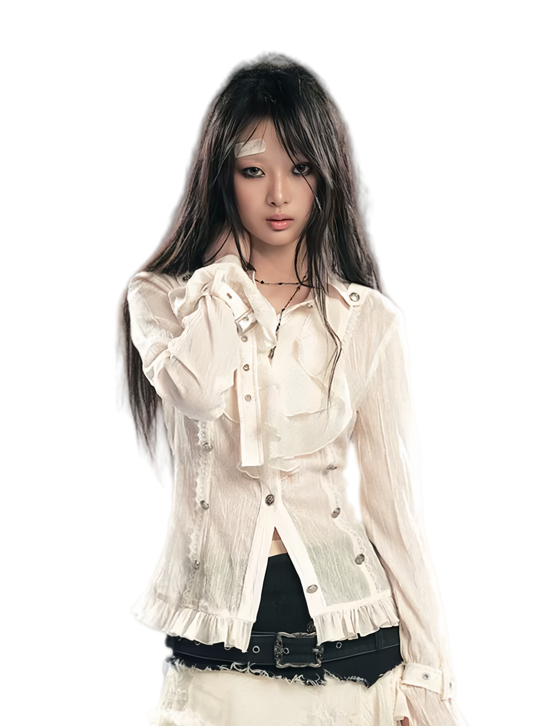 Cest Nous Gothic Ruffled Chiffon Shirt – Blouses