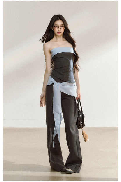 Tailored Draped Straight-Leg Trousers