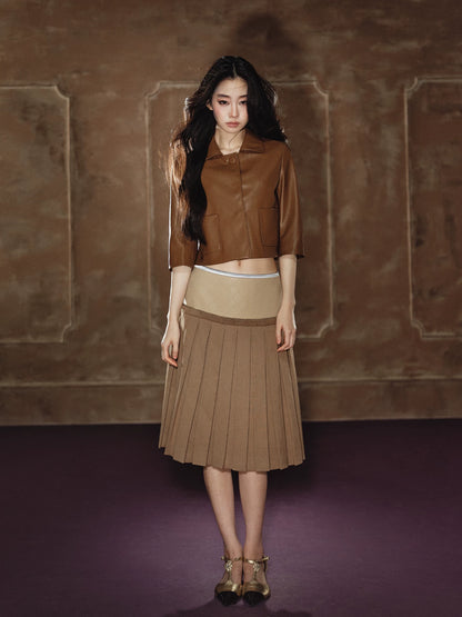 Cropped PU Leather Jacket