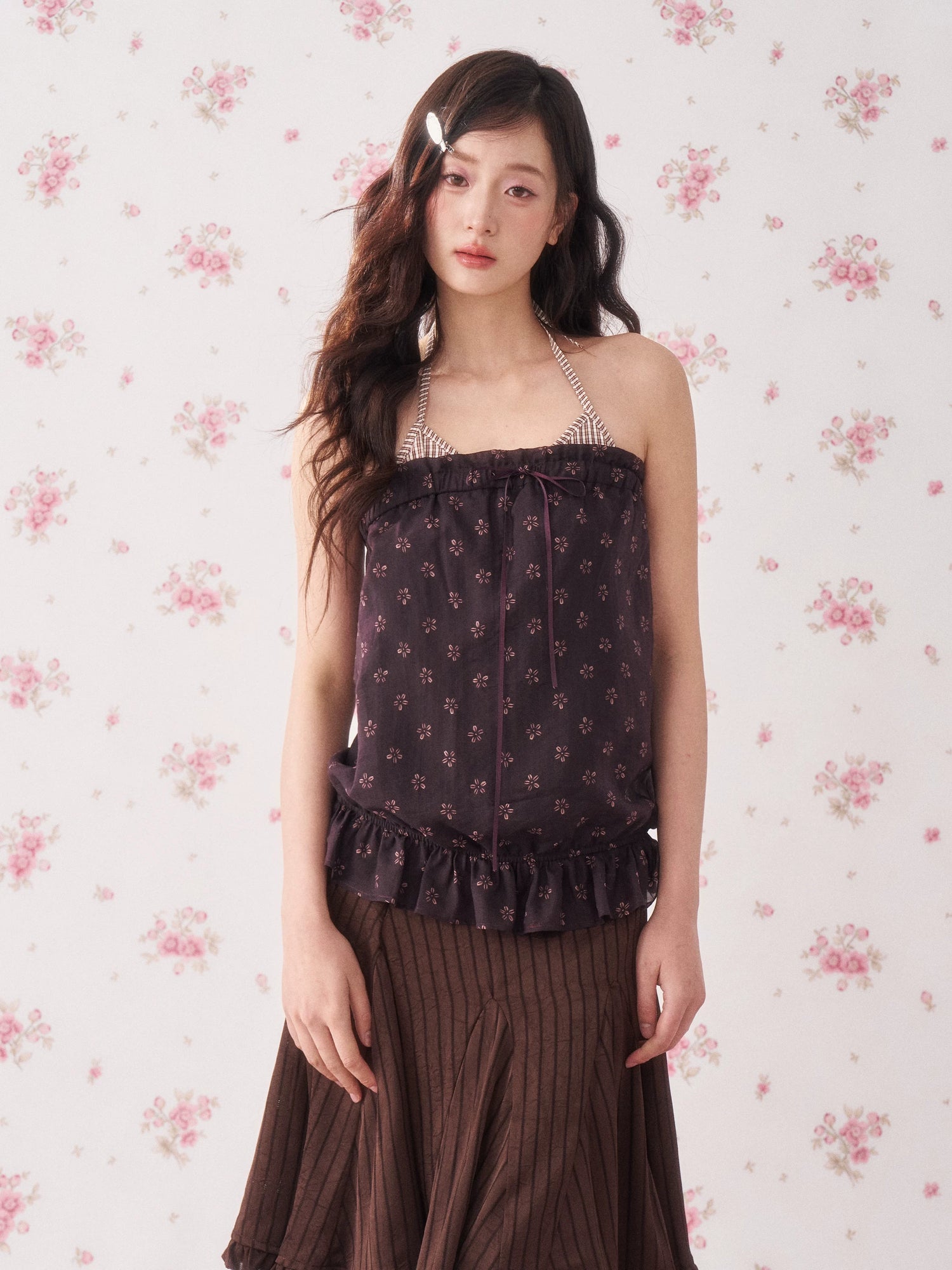 Vintage Floral Halter Camisole