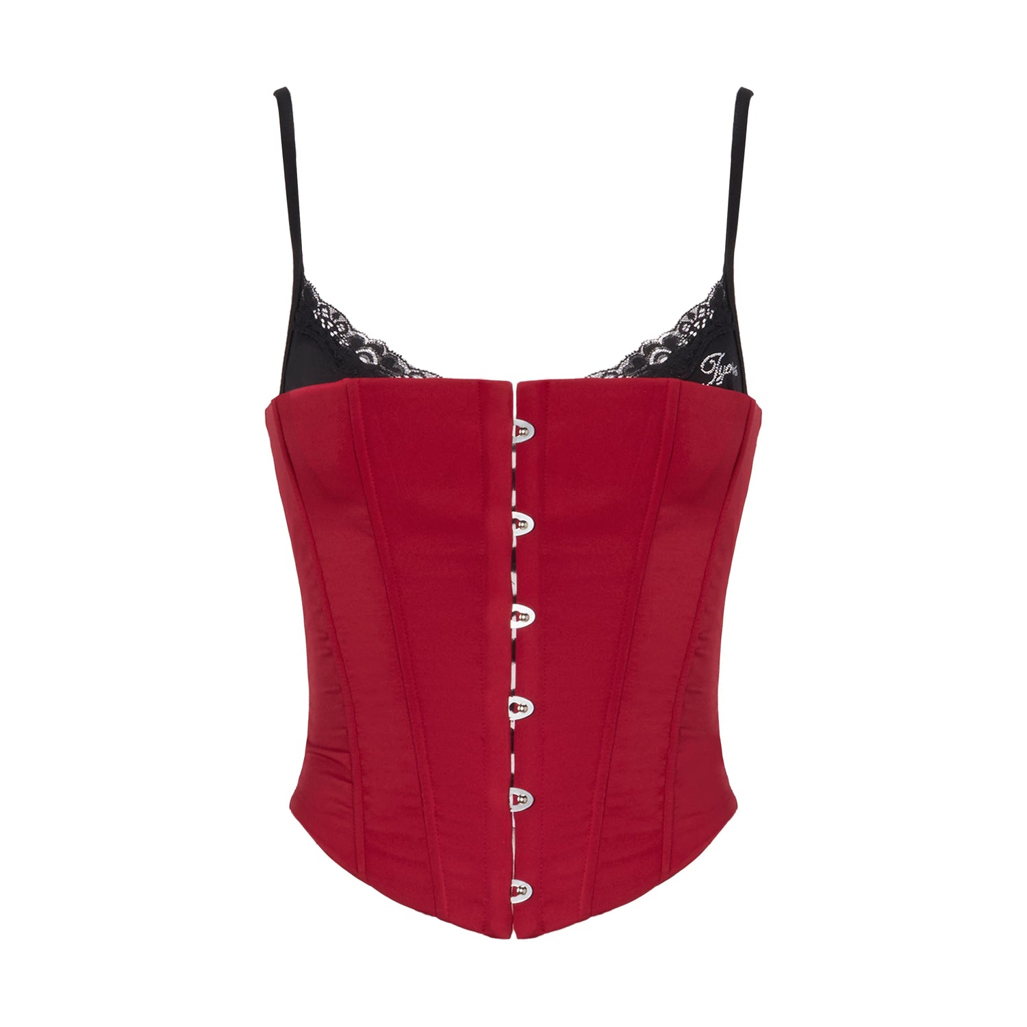 Crimson Lace Panel Hook Corset Camisole Top