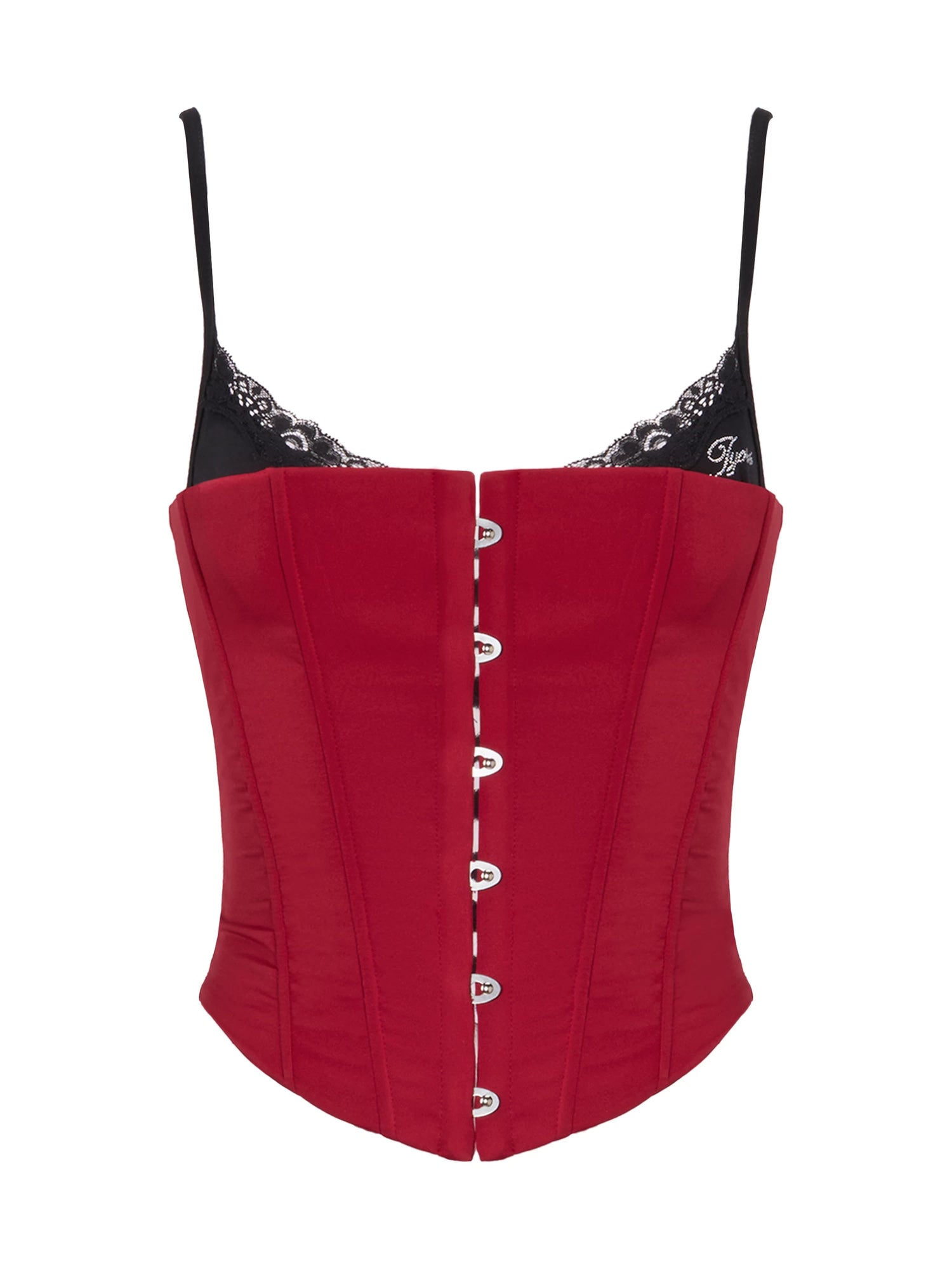 Crimson Lace Panel Hook Corset Camisole Top