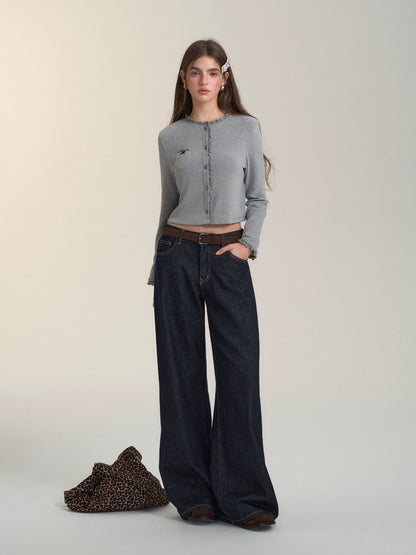 Raw Deep Blue Pleated Jeans