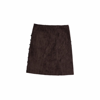 Suede Studded High-Waist Midi Skirt