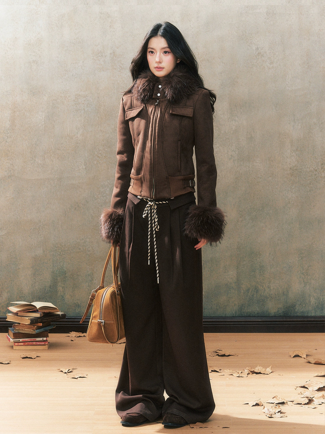 Fur Collar Hooded Shearling Jacket