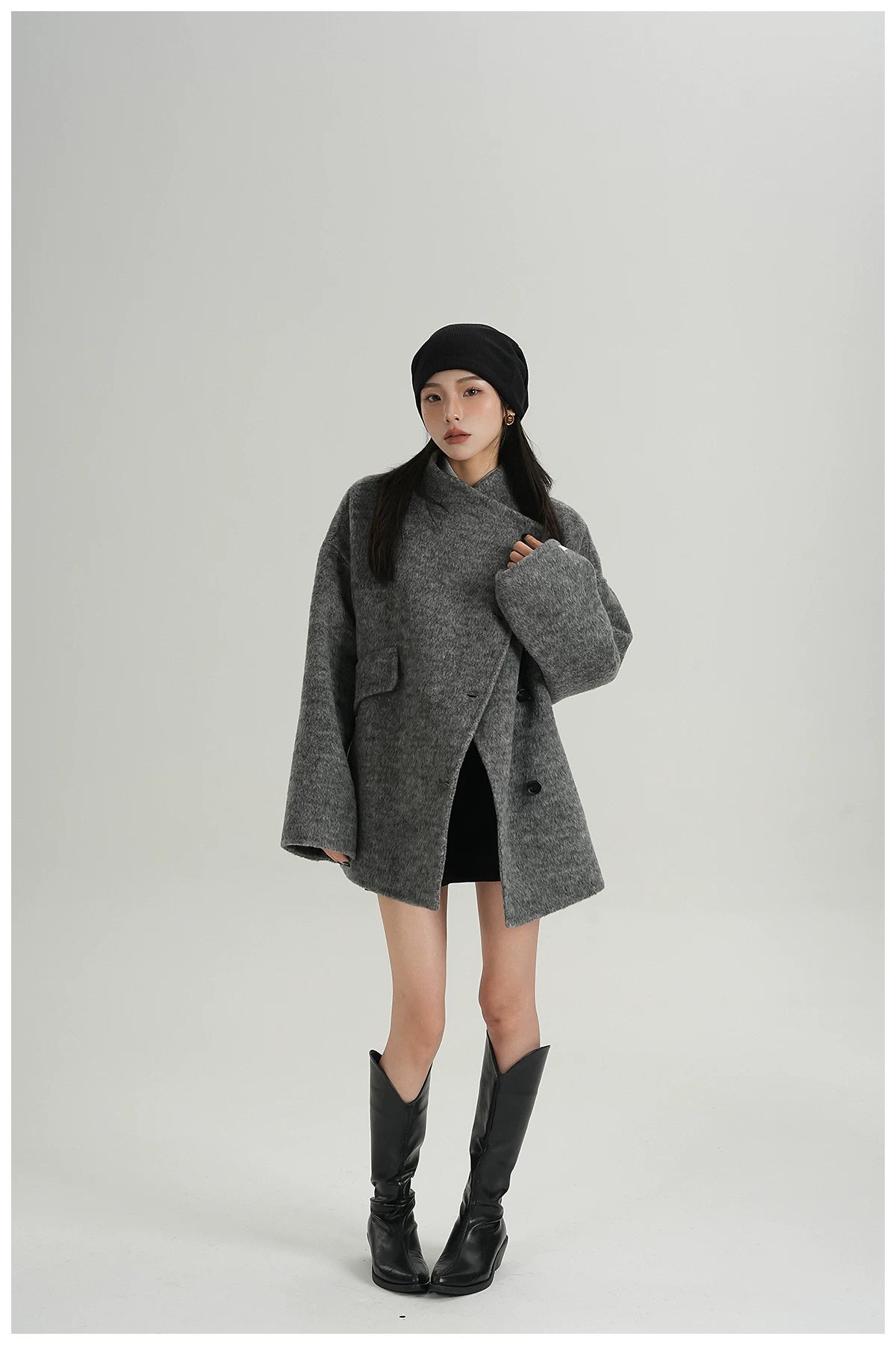 Double-Faced Wool Cape Jacket
