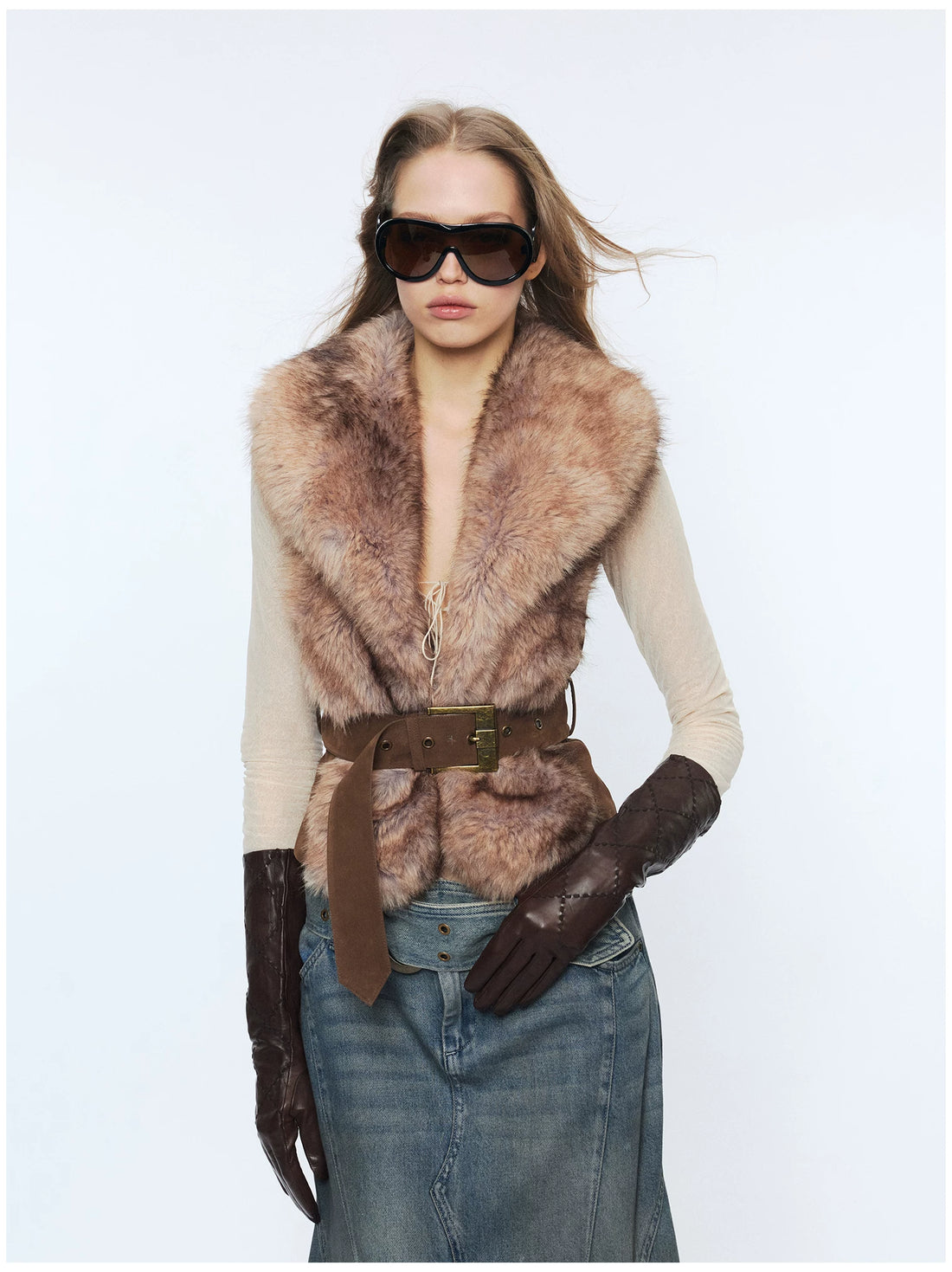 2TH DESIRE Faux Buckle Detail Suede Punk Vest – view 17