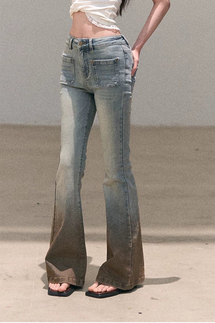 Valley Fog Vintage Washed Flared Jeans