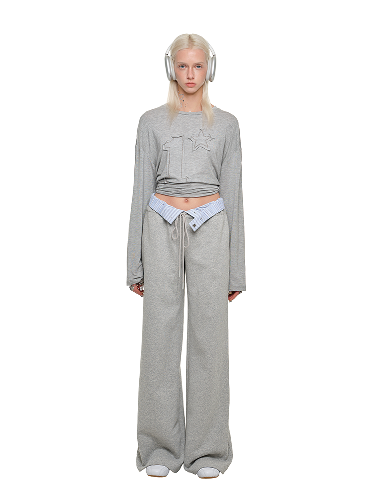 Patchwork Wide-leg Sweatpants