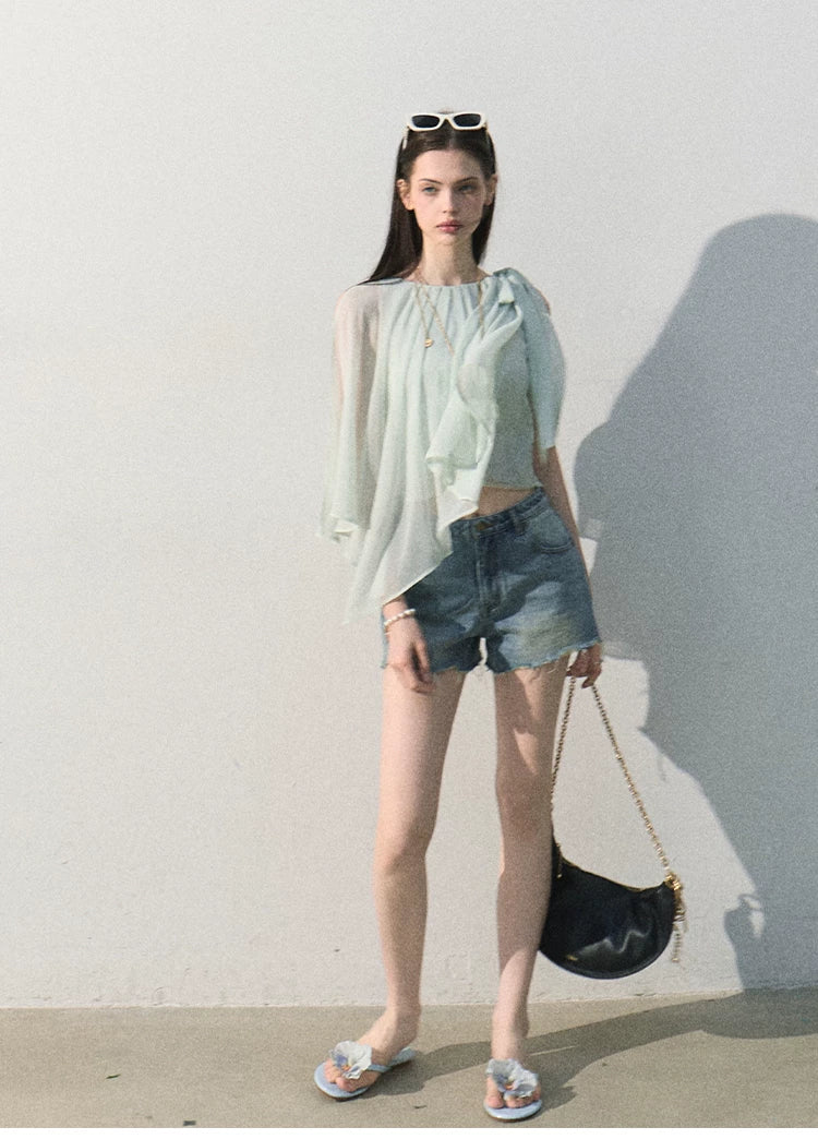 Faded Trace Vintage Distressed Denim Shorts