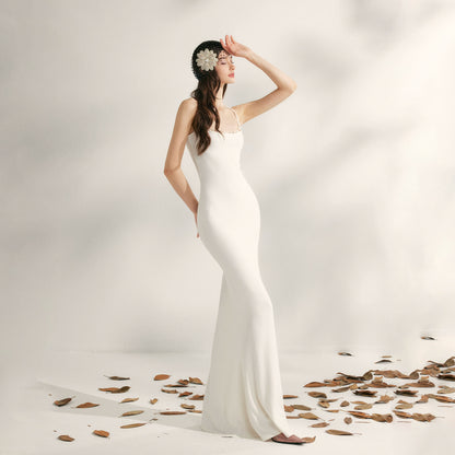 Jasmine Beaded Halter Knit Mermaid Dress