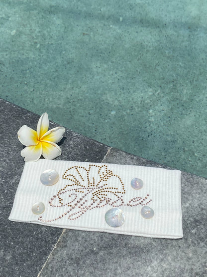 Shell Embellished Stretch Ribbed Headband