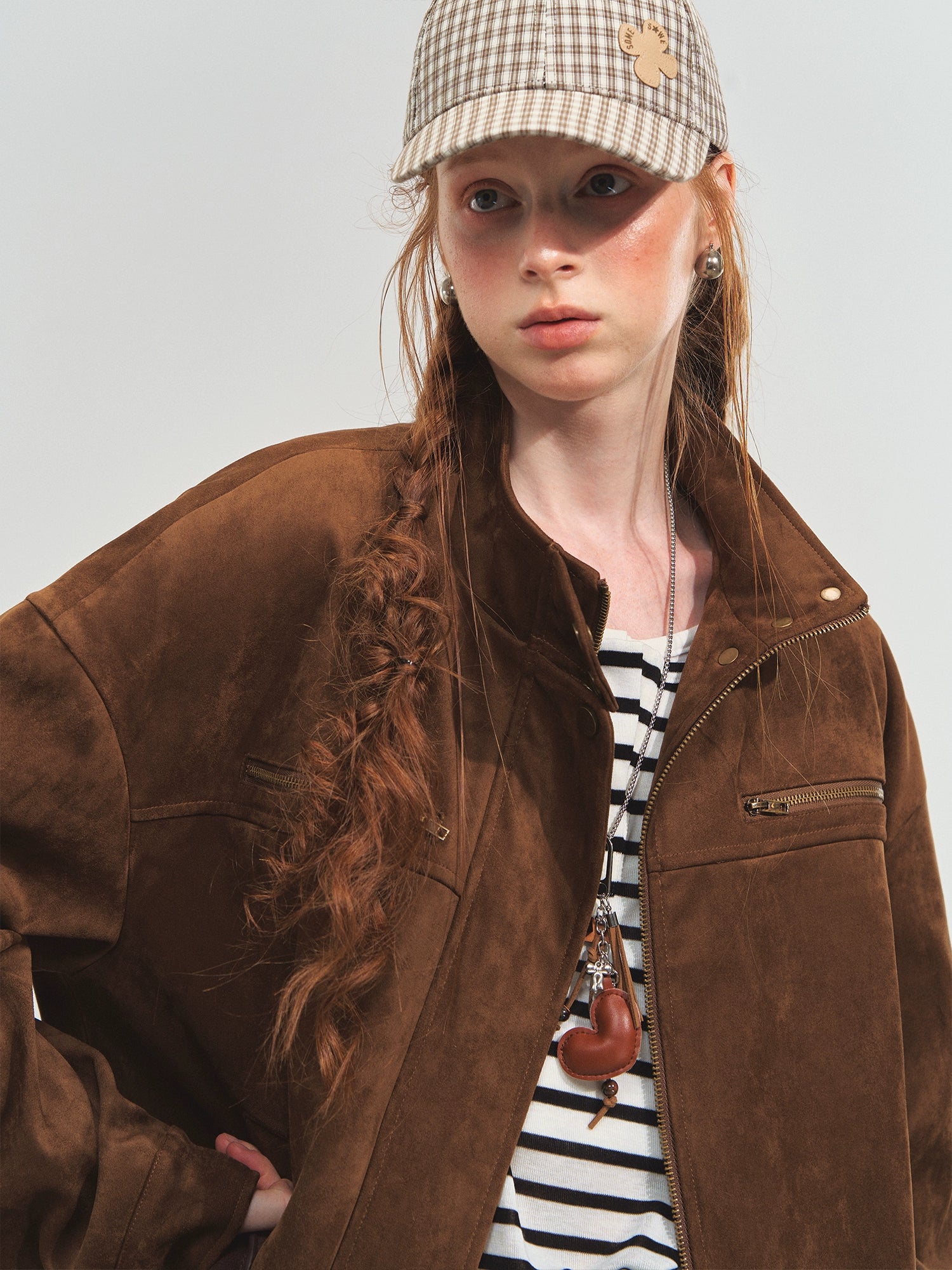 Faux Suede Varsity Jacket